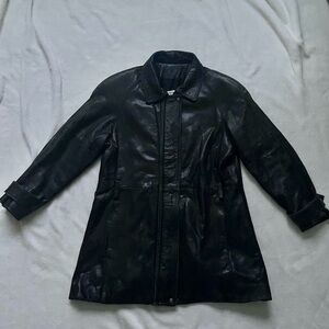 Vintage Bovines Black Real Sheepskin Long Leather Jacket